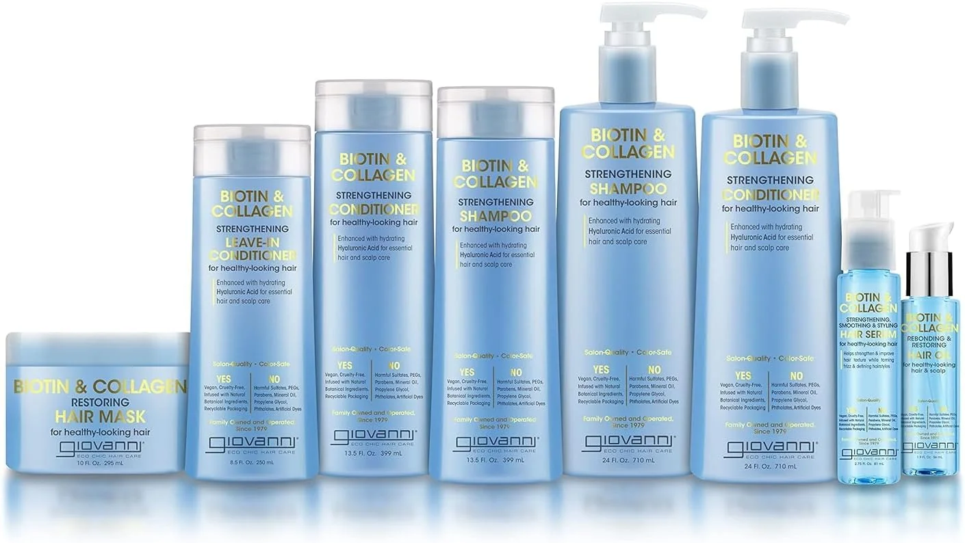 Giovanni Biotin & Collagen Strengthening Shampoo | For Healthy Looking Hair | Infused With Natural Botanical Ingredients | Salon Quality & Color Safe | Vegan | 399 Ml