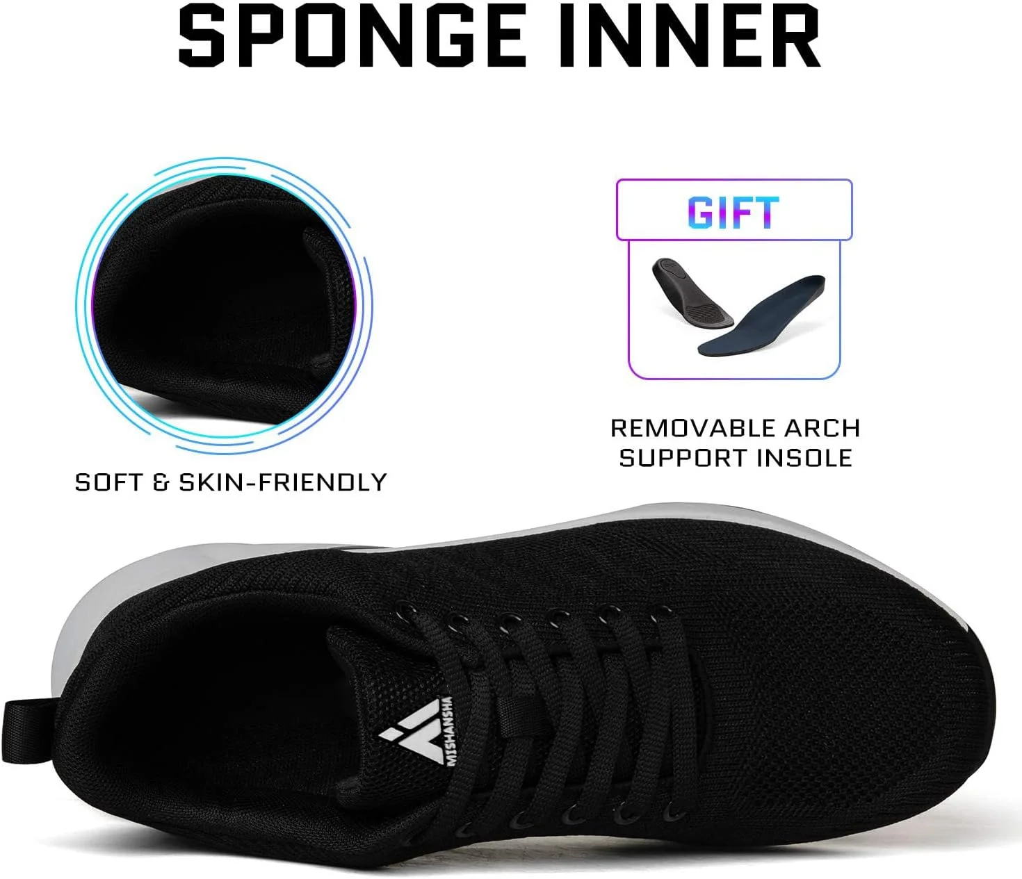 کفش های دویدن و پیاده روی زنانه میشانشا، مشکی، سایز 6.5