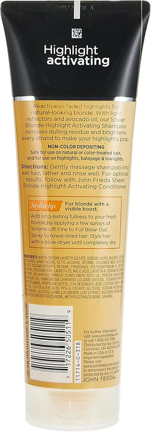 شامپو روشن کننده و فعال کننده هایلایت موهای بلوند جان فریدا، 250 میلی لیتر
