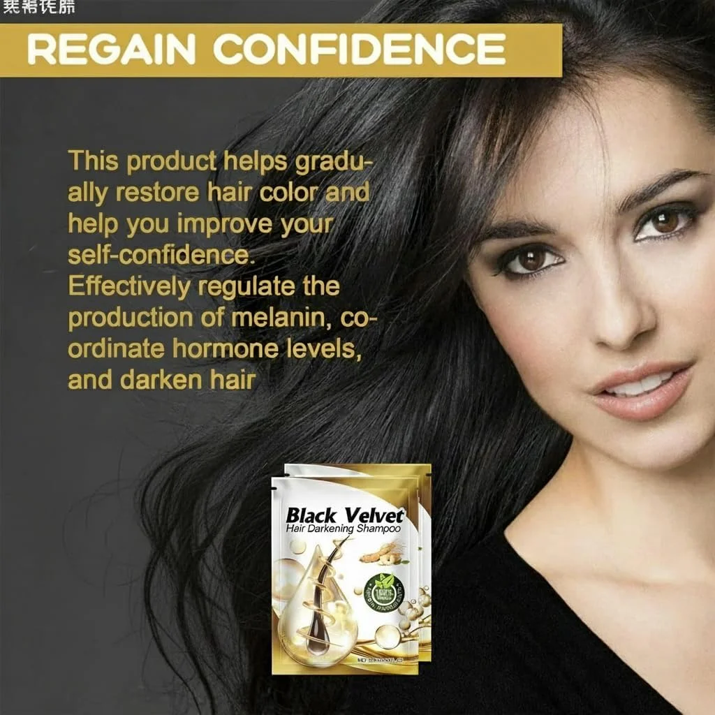 شامپو رنگ موی مشکی KASTWAVE، 2 عدد شامپو رنگ موی مشکی فوری و طبیعی، رنگ مو تا 30 روز ماندگاری دارد، آسان و سریع، مواد طبیعی، مناسب برای پوشاندن موهای خاکستری