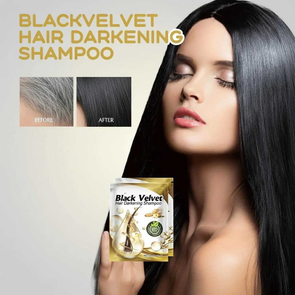 شامپو رنگ موی مشکی KASTWAVE، 2 عدد شامپو رنگ موی مشکی فوری و طبیعی، رنگ مو تا 30 روز ماندگاری دارد، آسان و سریع، مواد طبیعی، مناسب برای پوشاندن موهای خاکستری