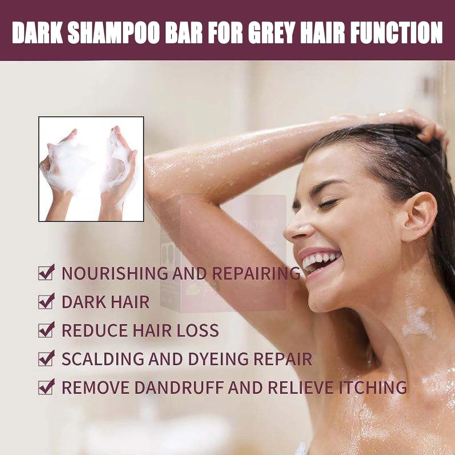 شامپو بار KASTWAVE، شامپو بار Polygonum-multiflorum، بار معکوس کننده موهای خاکستری، ارگانیک مرطوب کننده ترمیم کننده آسیب مو، پاک کننده عمیق پوست سر، برای موهای مشکی و ضخیم (2 عدد)