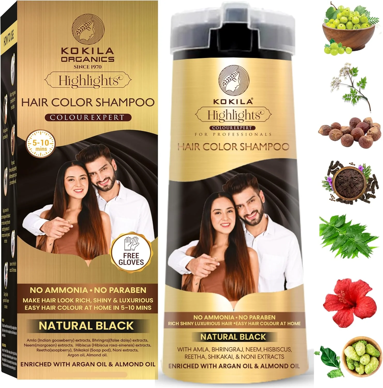 شامپو رنگ مو کوکیلا برای آقایان و بانوان | بدون آمونیاک - بدون پارابن | 10 جفت دستکش رایگان، مشکی طبیعی 400 میلی لیتر شامپو رنگ مو کوکیلا برای آقایان و بانوان | بدون آمونیاک - بدون پارابن | 10 جفت دستکش رایگان، مشکی طبیعی 400 میلی لیتر