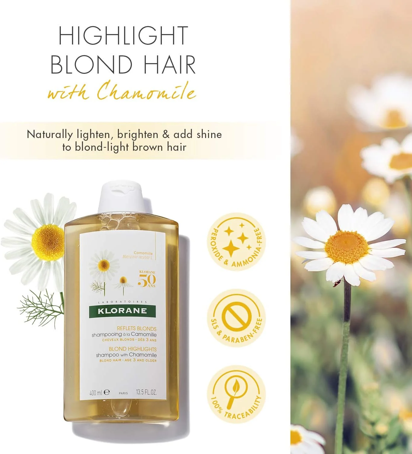شامپو روشن کننده موهای بلوند کلوران با عصاره بابونه (400 میلی لیتر)