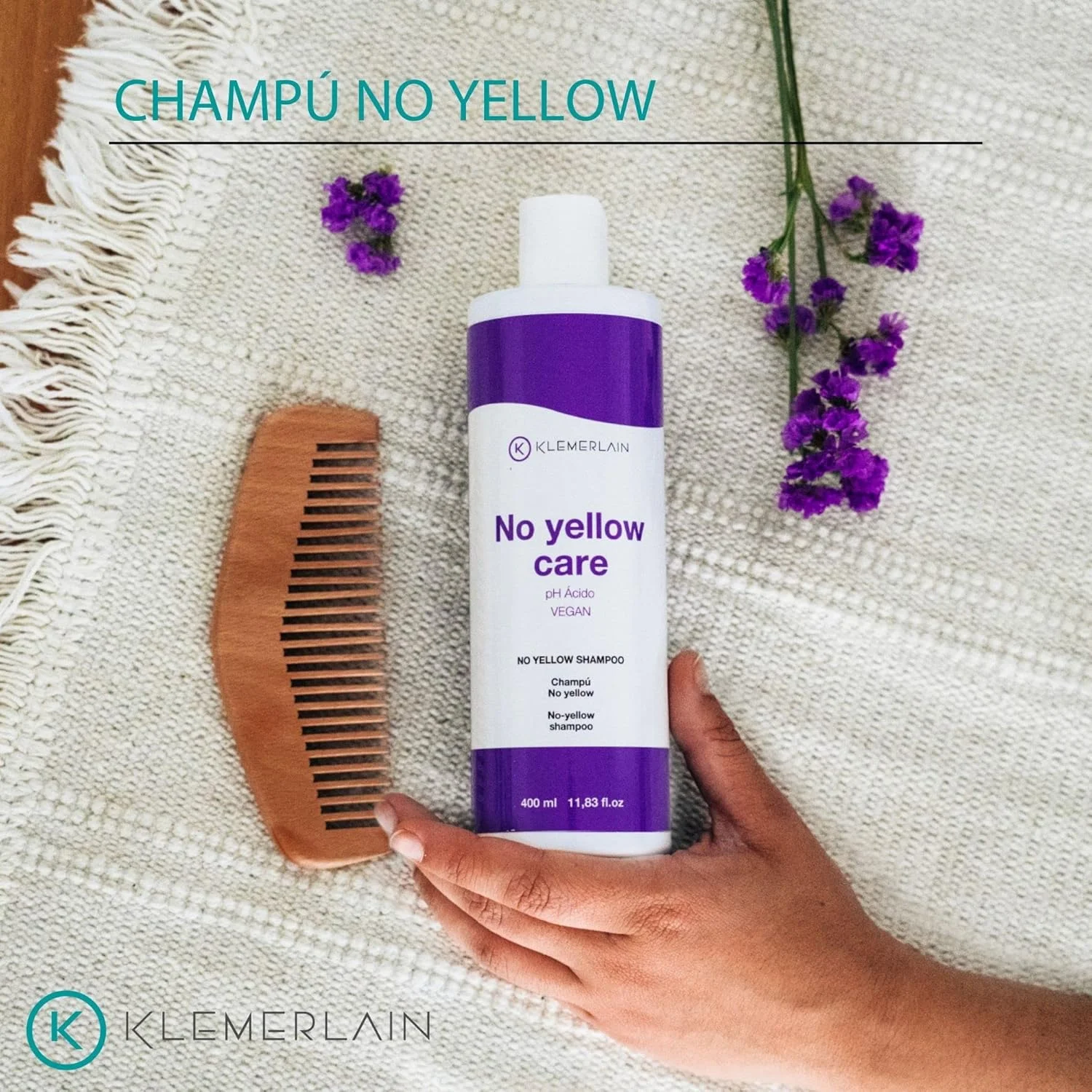 شامپو ضد زردی کِلمرلین با رنگدانه های بنفش، بدون سولفات، شامپو نقره ای برای موهای دکلره شده، خاکستری، بلوند و هایلایت 400 میلی لیتر