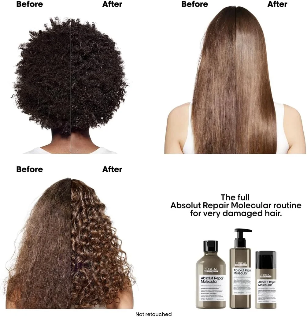 لورآل پروفشنال | شامپو ترمیم کننده مولکولی ابسولوت ریپیر | بدون سولفات | ترمیم عمیق مولکولی و دگرگونی فوری | برای انواع موهای آسیب دیده | سری اکسپرت | 300 میلی لیتر