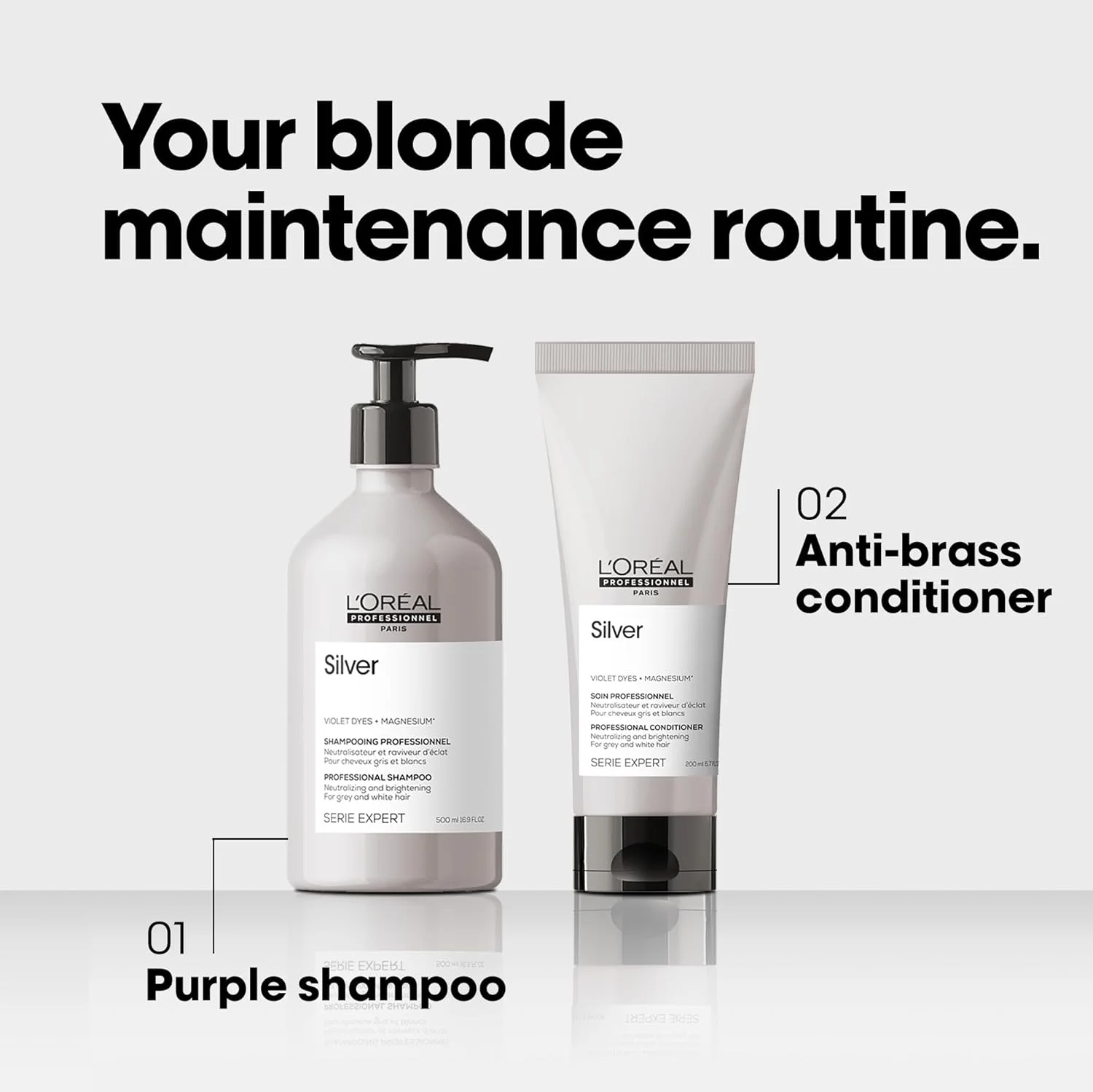 شامپو رنگساژ بنفش لورآل پروفشنال - خنثی کننده زردی ناخواسته برای موهای طبیعی، رنگ شده، دکلره شده، سفید و بلوند شامپو رنگساژ بنفش لورآل پروفشنال - خنثی کننده زردی ناخواسته برای موهای طبیعی، رنگ شده، دکلره شده، سفید و بلوند