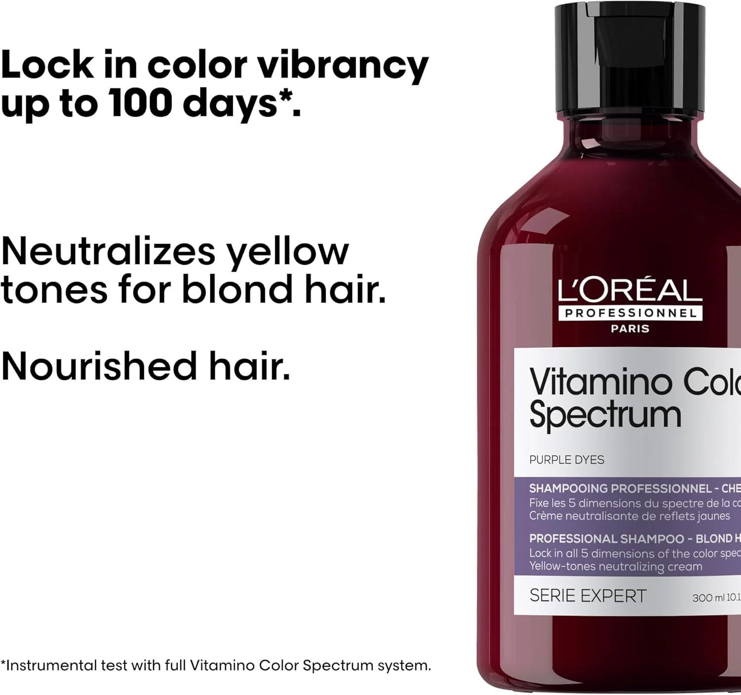 شامپو بنفش لورآل پروفشنال پاریس ویتامینو کالر اسپکتروم - خنثی کننده زردی، افزایش درخشندگی و شادابی، حفظ شادابی رنگ اولیه، آبرسانی و تقویت موهای بلوند 300 میلی لیتر شامپو بنفش لورآل پروفشنال پاریس ویتامینو کالر اسپکتروم - خنثی کننده زردی، افزایش درخشندگی و شادابی، حفظ شادابی رنگ اولیه، آبرسانی و تقویت موهای بلوند 300 میلی لیتر