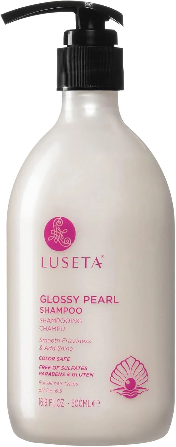 شامپو براق کننده مروارید لوسِتا برای صاف کردن و تغذیه موهای وز، شامپو مرطوب کننده با عصاره مروارید، بیدار کننده درخشش برای موهای کدر 500 میلی لیتر