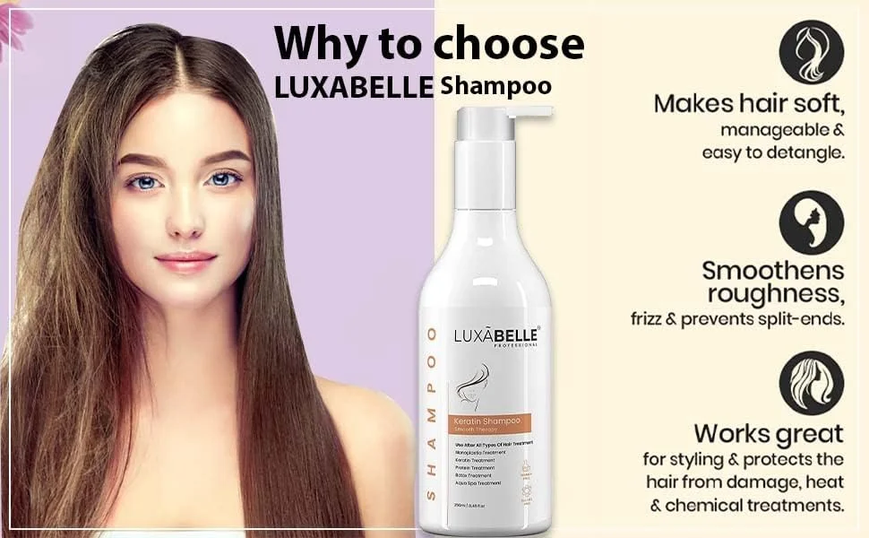 شامپو بدون سولفات لوکسابل مناسب برای استفاده بعد از انواع درمان مو و مراقبت روزانه خانگی. مناسب برای موهای خشک و آسیب دیده (250 میلی لیتر)