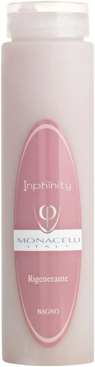 شامپو بازسازی کننده مو موناسلی اینفینیتی باگنو 200 میلی لیتر، پاک کننده ملایم و کرمی برای پوست حساس و موهای نازک و تحت درمان شیمیایی