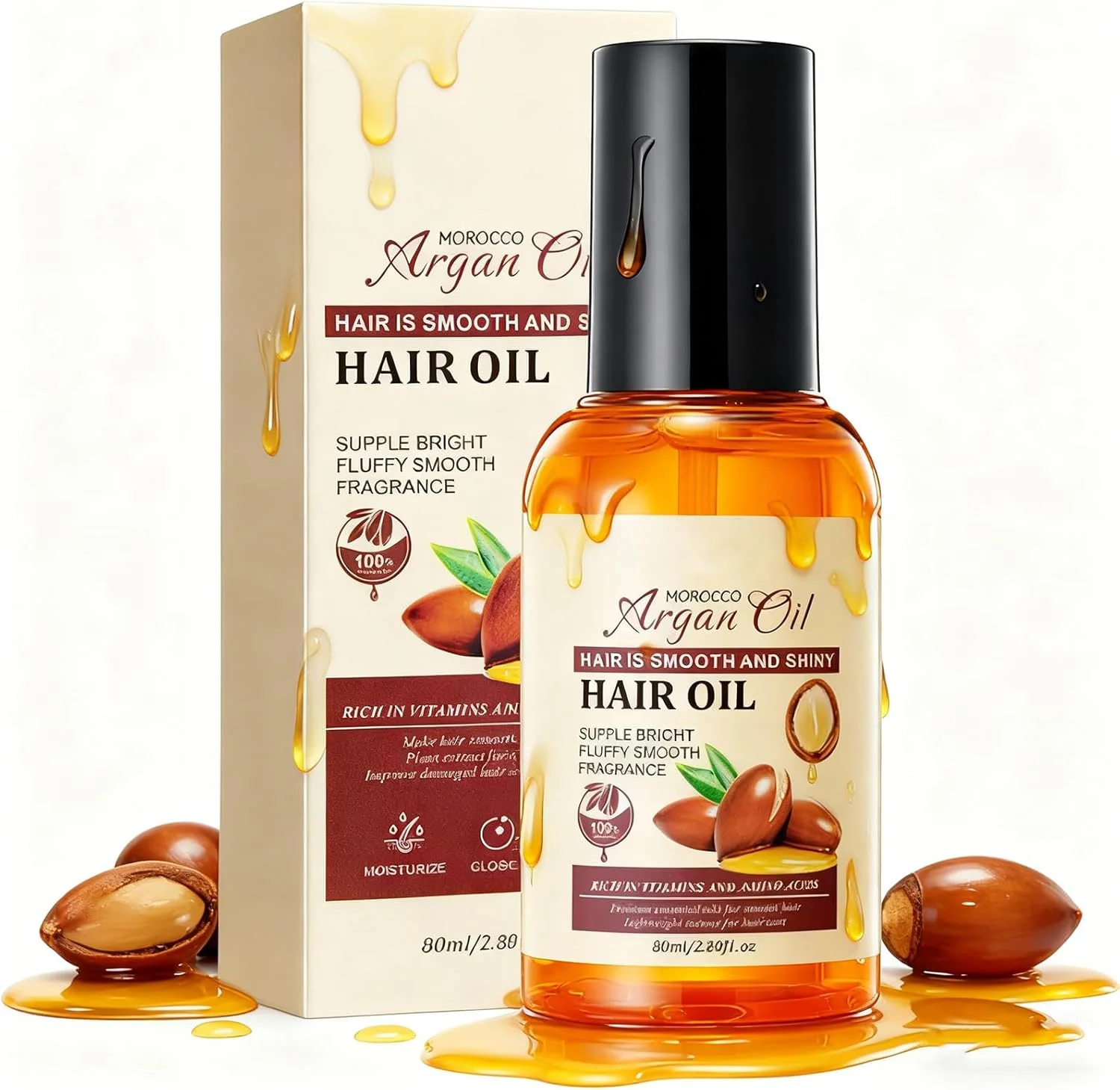 شامپو روغن آرگان مراکشی نجیب 80 میلی لیتر - تمیز کننده ضد شوره، پاک کننده عمیق برای مراقبت از رنگ مو، موهای نرم و درخشان، غنی از ویتامین ها و اسیدهای آمینه، مناسب برای استفاده روزانه