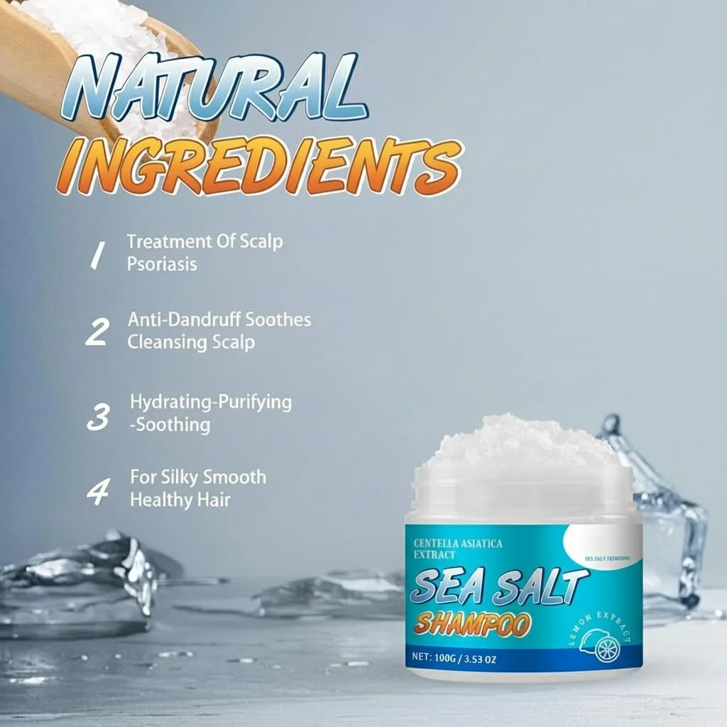 شامپو نمک دریایی NALACAL - شامپو ضد شوره و سم زدای پوست سر، فرمول آبرسان برای تسکین خارش پوست سر، مراقبت عمیق پاک کننده و مغذی مو، 100 گرم شامپو نمک دریایی NALACAL - شامپو ضد شوره و سم زدای پوست سر، فرمول آبرسان برای تسکین خارش پوست سر، مراقبت عمیق پاک کننده و مغذی مو، 100 گرم