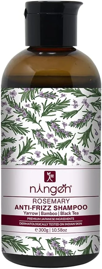 شامپو مو رزماری نینگن | حاوی خواص بومادران، بامبو، چای سیاه | بدون ایجاد حساسیت، بدون پارابن | از بین برنده آلودگی، شوره سر، چربی، آلاینده ها | 300 گرم، سفید مایل به شیری