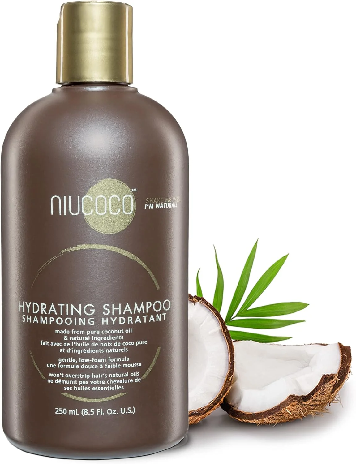 شامپو روغن نارگیل آبرسان طبیعی نیوکوکو (250 میلی لیتر) - 100% غیر سمی و تسکین دهنده شوره سر (250 میلی لیتر)