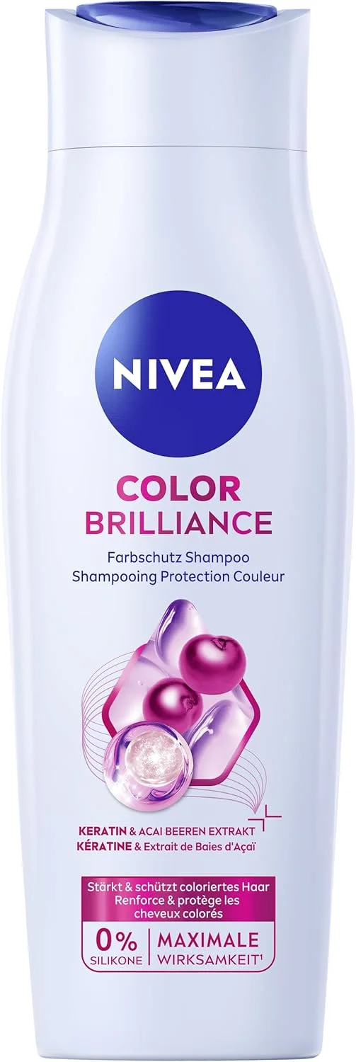 شامپو محافظت از رنگ مو نیوآ Color Brilliance (250 میلی لیتر)، شامپو کراتین با عصاره توت آکای برای موهای رنگ شده، شامپو مو برای محافظت طولانی تر از رنگ و درخشش طبیعی