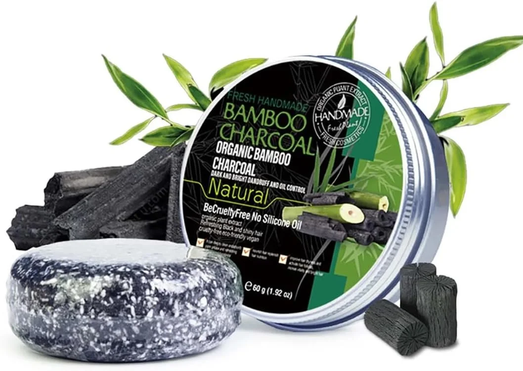 شامپو بار زغالی بامبو نیکیتای ویوی 60 گرمی، شامپو بار ضد سفیدی مو، شامپو تیره کننده مو برای موهای سفید، صابون موی طبیعی برای مردان و زنان، شامپو بارهای جامد