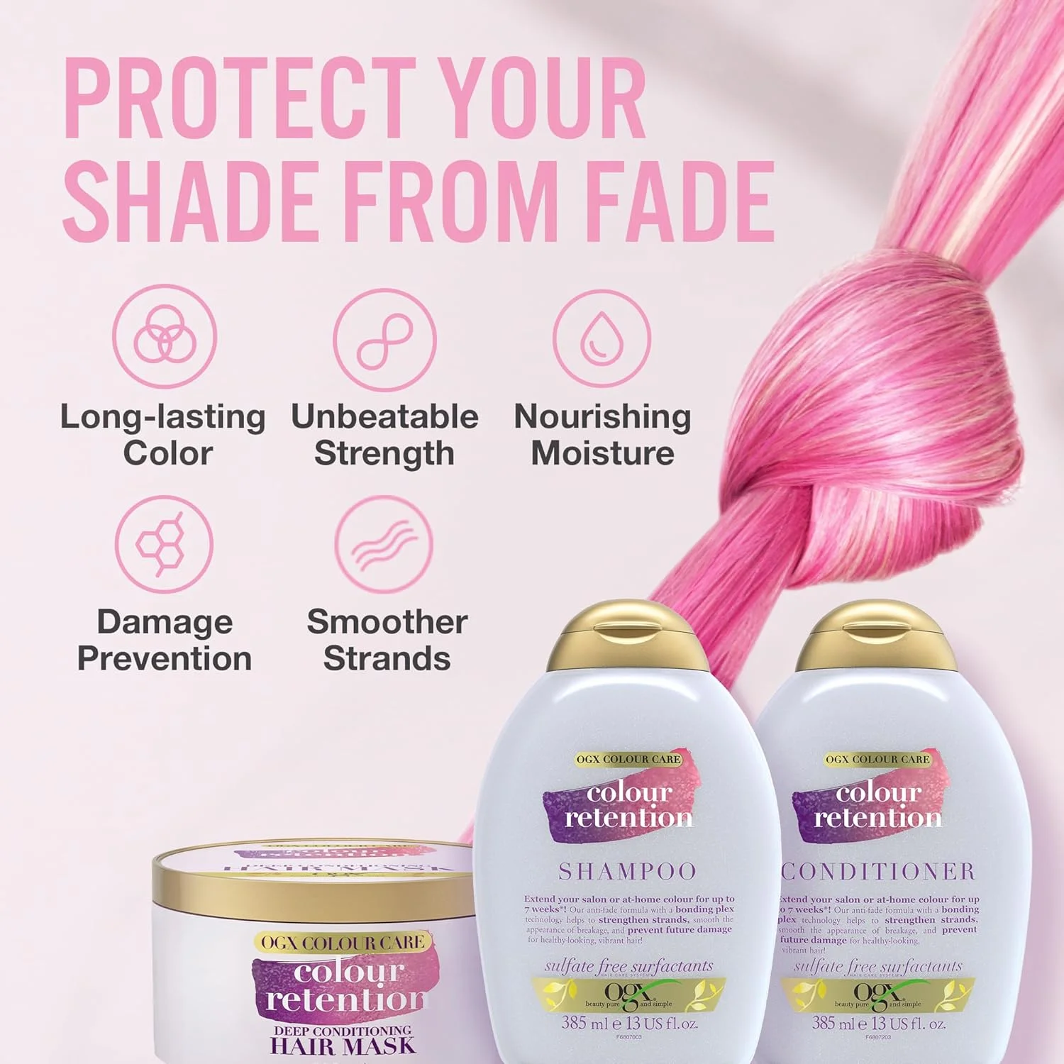 شامپو تثبیت کننده رنگ مو او جی ایکس | 385 میلی لیتر | بدون سولفات | افزایش ماندگاری رنگ تا 7 هفته | فرمول ضد محو شدن، تقویت کننده مو، جلوگیری از آسیب های آتی شامپو تثبیت کننده رنگ مو او جی ایکس | 385 میلی لیتر | بدون سولفات | افزایش ماندگاری رنگ تا 7 هفته | فرمول ضد محو شدن، تقویت کننده مو، جلوگیری از آسیب های آتی