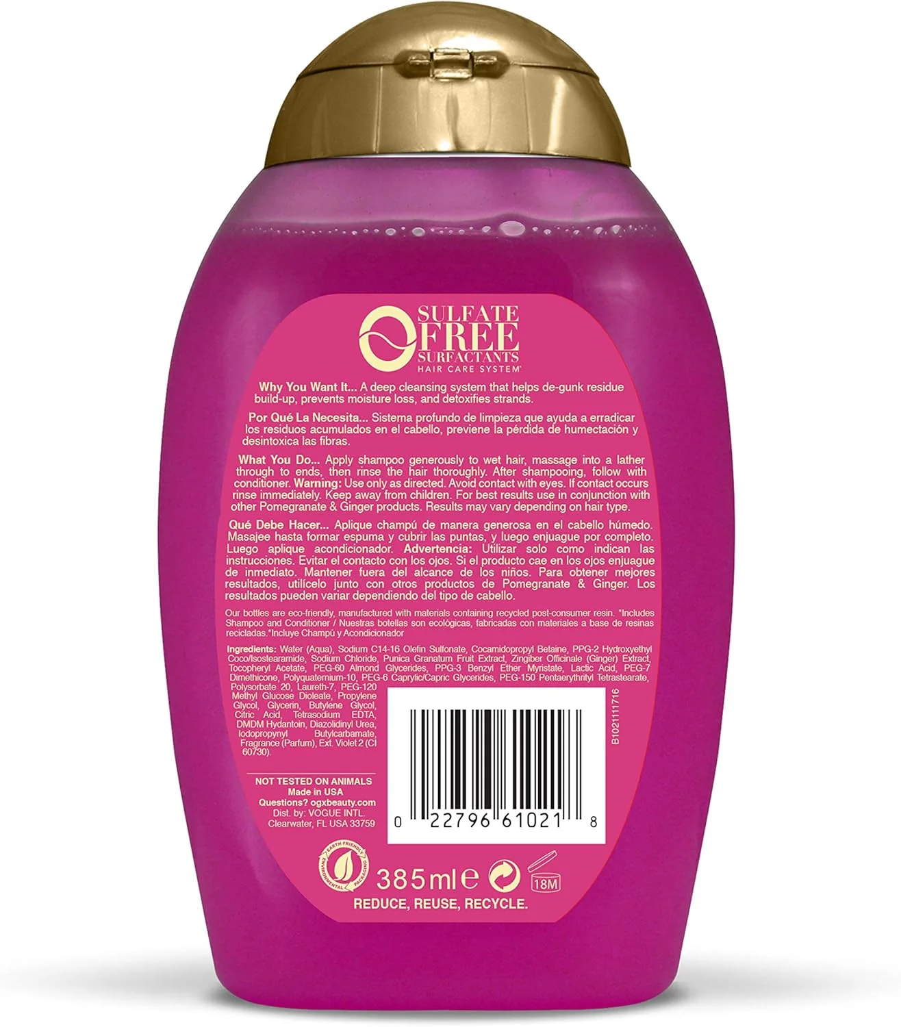 او جی ایکس (انار و زنجبیل، 380 میلی لیتر) - شامپو سم زدا + انار و زنجبیل بطری 380 میلی لیتری او جی ایکس (انار و زنجبیل، 380 میلی لیتر) - شامپو سم زدا + انار و زنجبیل بطری 380 میلی لیتری