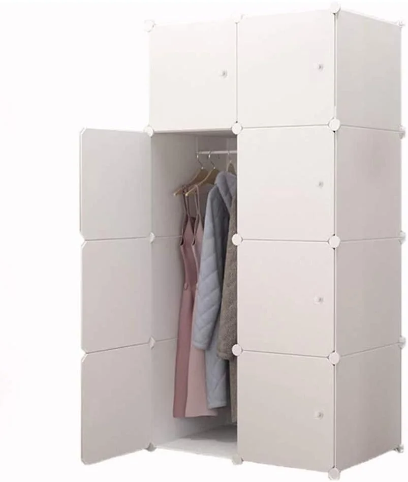 کمد لباس قابل حمل U-HOOME برای آویزان کردن لباس، کمد ترکیبی، کابینت مدولار برای صرفه جویی در فضا، مکعب سازمان دهنده ایده آل برای نگهداری کتاب، اسباب بازی، حوله (8 مکعب، برچسب های اضافی گنجانده شده) - سفید