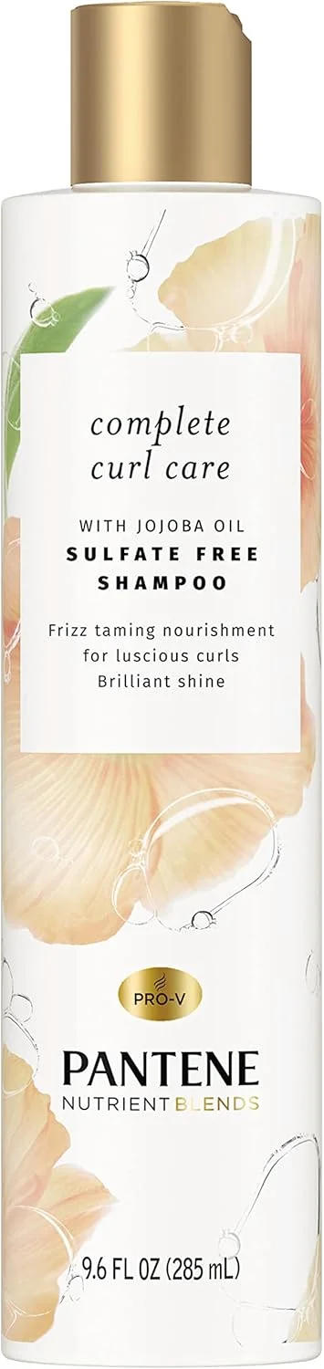 شامپو بدون سولفات پنتن حاوی روغن جوجوبا برای موهای فر، کنترل وز، مخلوط مواد مغذی مراقبت کامل از فر، 284 میلی لیتر، بسته 4 عددی