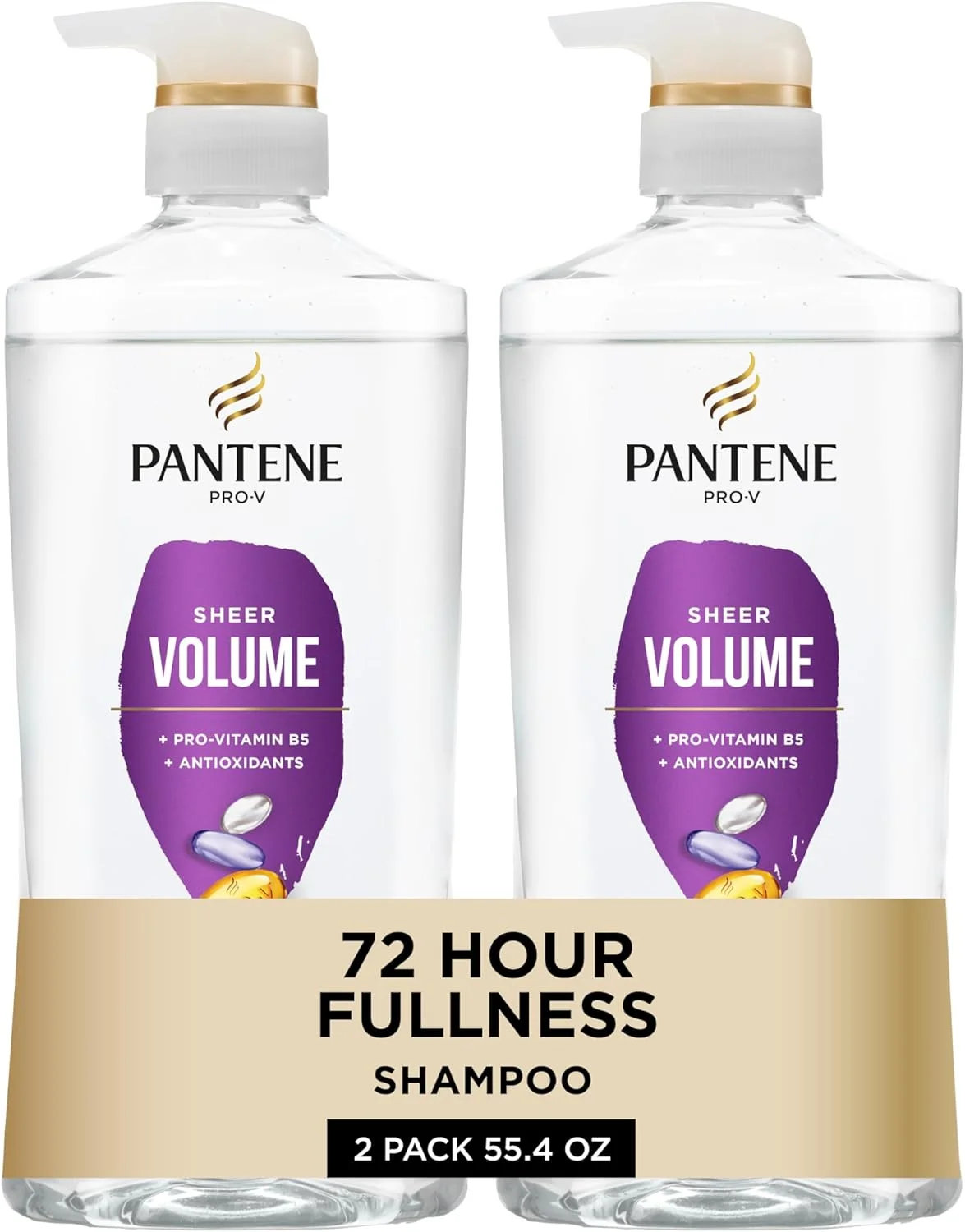 شامپو پنتن، حجم دهنده مو - تغذیه سبک برای موهای نازک و رنگ شده، حجم و حالت دهی 72 ساعته، 820 میلی لیتر، بسته 2 عددی + آمپول احیا کننده معجزه آسا (15 میلی لیتر)