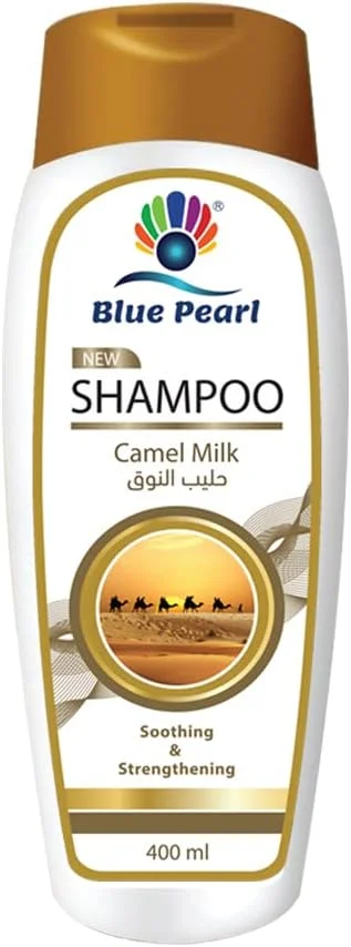 شامپو شیر شتر تسکین دهنده و تقویت کننده مو بلو پرل 400 میلی لیتر