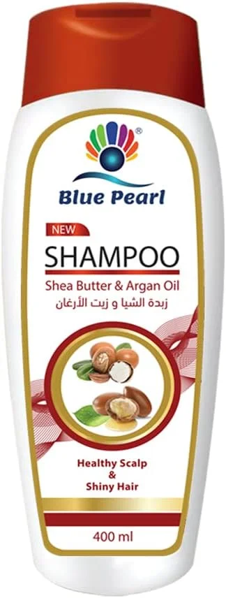 شامپو مو Blue Pearl حاوی شی باتر و روغن آرگان برای پوست سر سالم و موهای درخشان 400 میلی لیتر