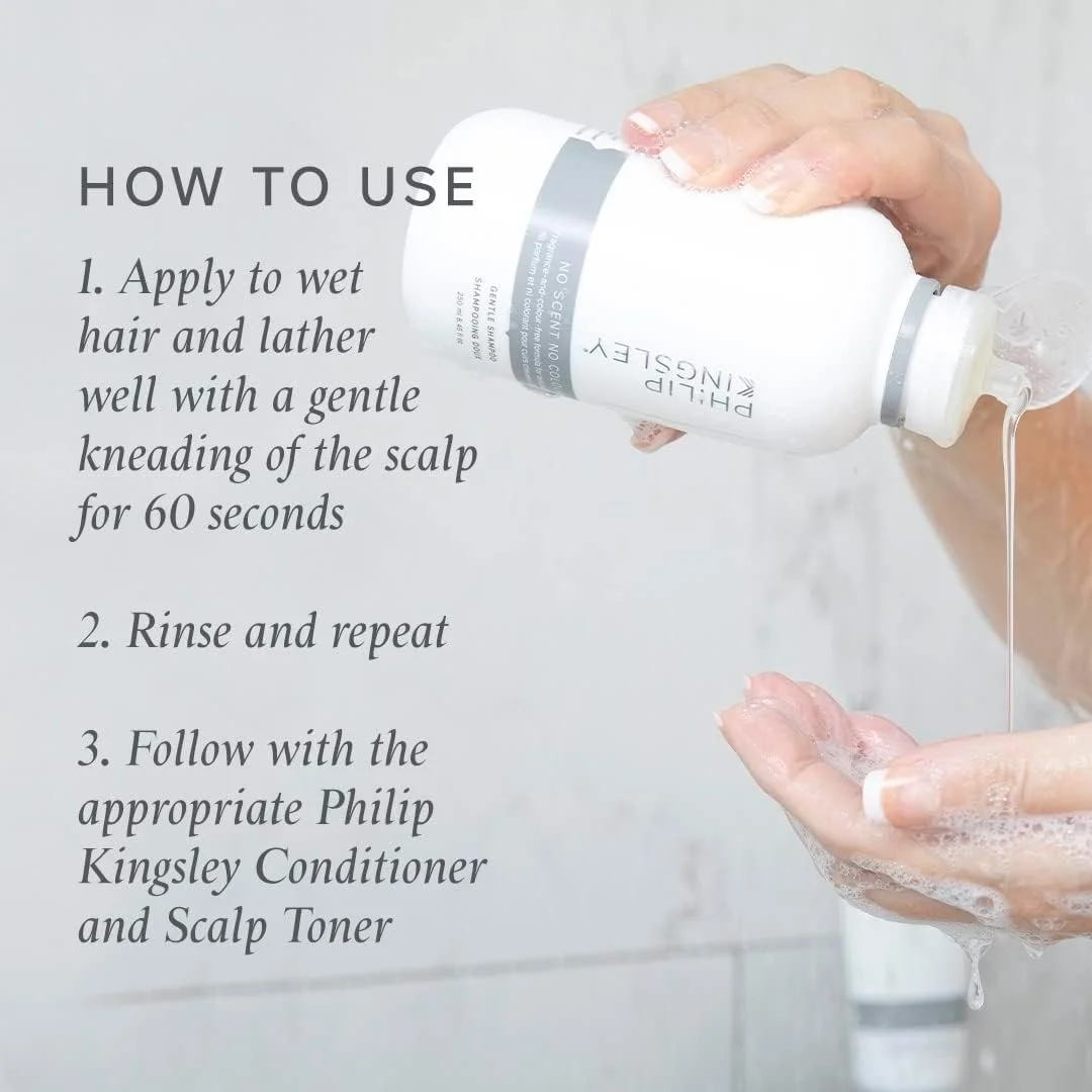 شامپو بدون عطر و رنگ فیلیپ کینگزلی برای پوست سر حساس و ظریف، مناسب استفاده روزانه، شامپو پاک کننده ملایم، بدون بو، بدون عطر، بدون رنگ، سازگار با وگان، برای انواع مو، 250 میلی لیتر