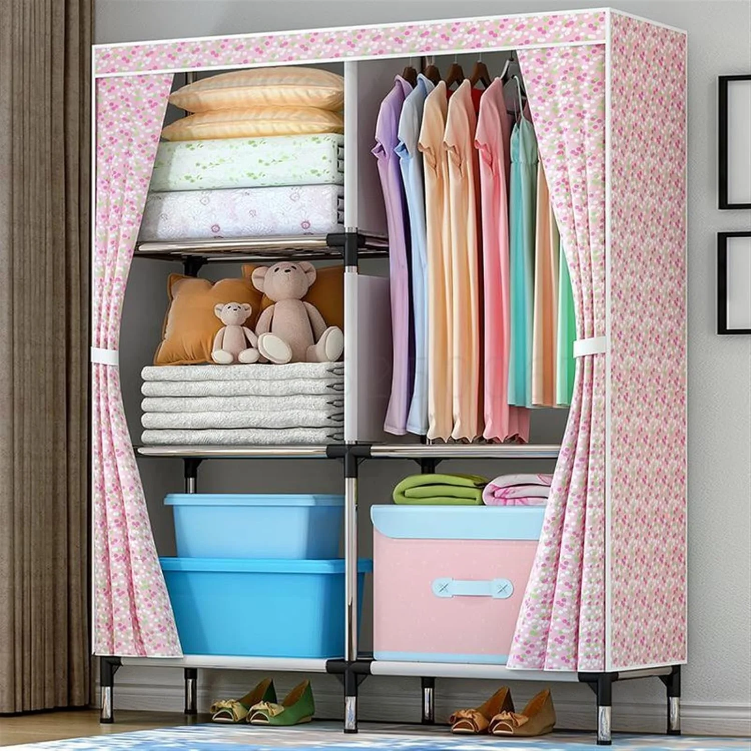 کمد لباس تیاندیافوای، کمد پارچهای آکسفورد مونتاژ شده و تقویتشده کمد لباس تیاندیافوای، کمد پارچهای آکسفورد مونتاژ شده و تقویتشده