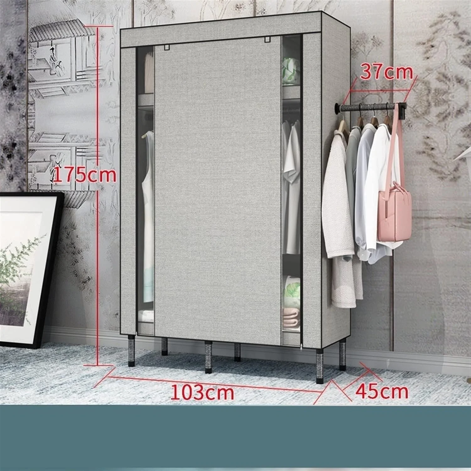 کمد لباس تیاندیافوای، کمد پارچهای ساده، لوله فولادی ضخیم شده تقویت شده، کمد ضخیم شده، مونتاژ خانگی، کمد مونتاژ مدرن کمد لباس تیاندیافوای، کمد پارچهای ساده، لوله فولادی ضخیم شده تقویت شده، کمد ضخیم شده، مونتاژ خانگی، کمد مونتاژ مدرن