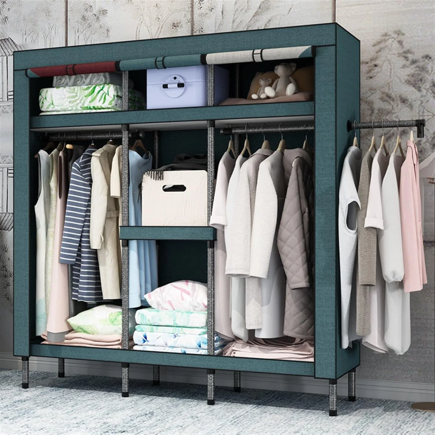 کمد لباس تیاندیافوای، کمد لباس ساده، کمد لباس پارچهای مدرن و ساده، لوله فولادی ضخیم شده، فضای ذخیرهسازی تقویتشده کمد لباس تیاندیافوای، کمد لباس ساده، کمد لباس پارچهای مدرن و ساده، لوله فولادی ضخیم شده، فضای ذخیرهسازی تقویتشده