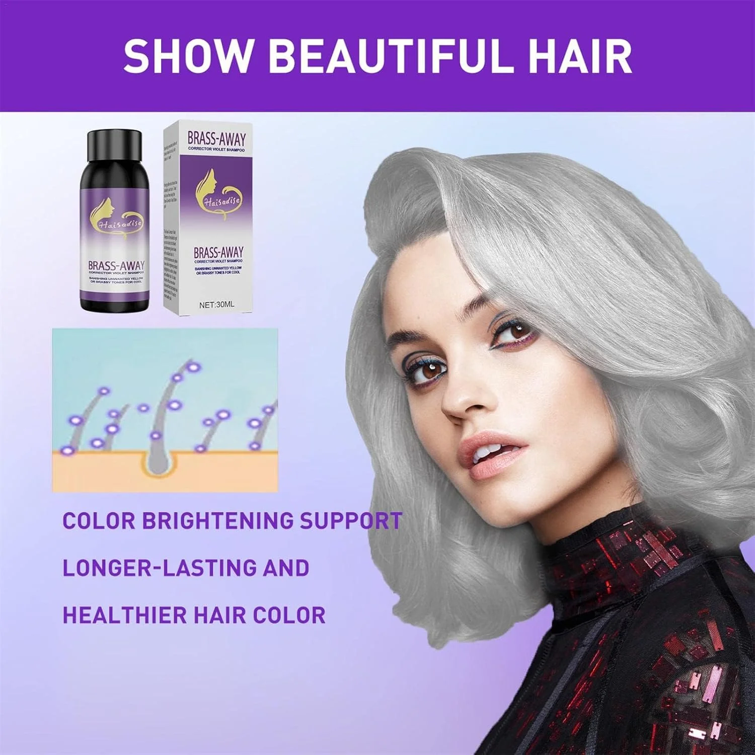 شامپو بنفش برای موهای خاکستری | شامپو تونر رنگ مو خنثی کننده زردی و نارنجی موهای بلوند، خاکستری، دودی و نقره ای - شامپو بنفش از بین برنده زردی و نارنجی مو شامپو بنفش برای موهای خاکستری | شامپو تونر رنگ مو خنثی کننده زردی و نارنجی موهای بلوند، خاکستری، دودی و نقره ای - شامپو بنفش از بین برنده زردی و نارنجی مو