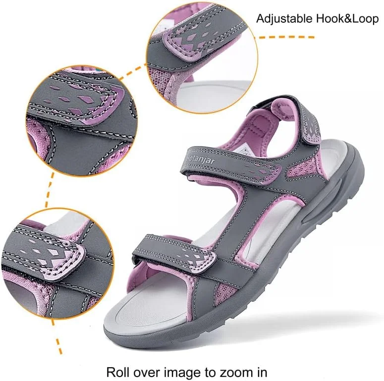 صندل پیاده روی زنانه QUANDELI، صندل های پیاده روی ضد آب تابستانی، صندل های ورزشی سبک و راحت، صندل های انگشتی باز برای مسافرت در ساحل و فضای باز