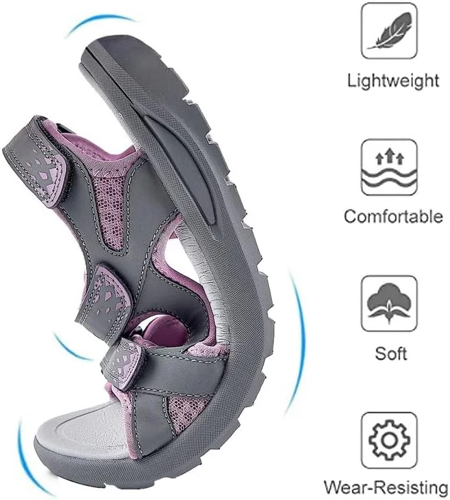 صندل پیاده روی زنانه QUANDELI، صندل های پیاده روی ضد آب تابستانی، صندل های ورزشی سبک و راحت، صندل های انگشتی باز برای مسافرت در ساحل و فضای باز