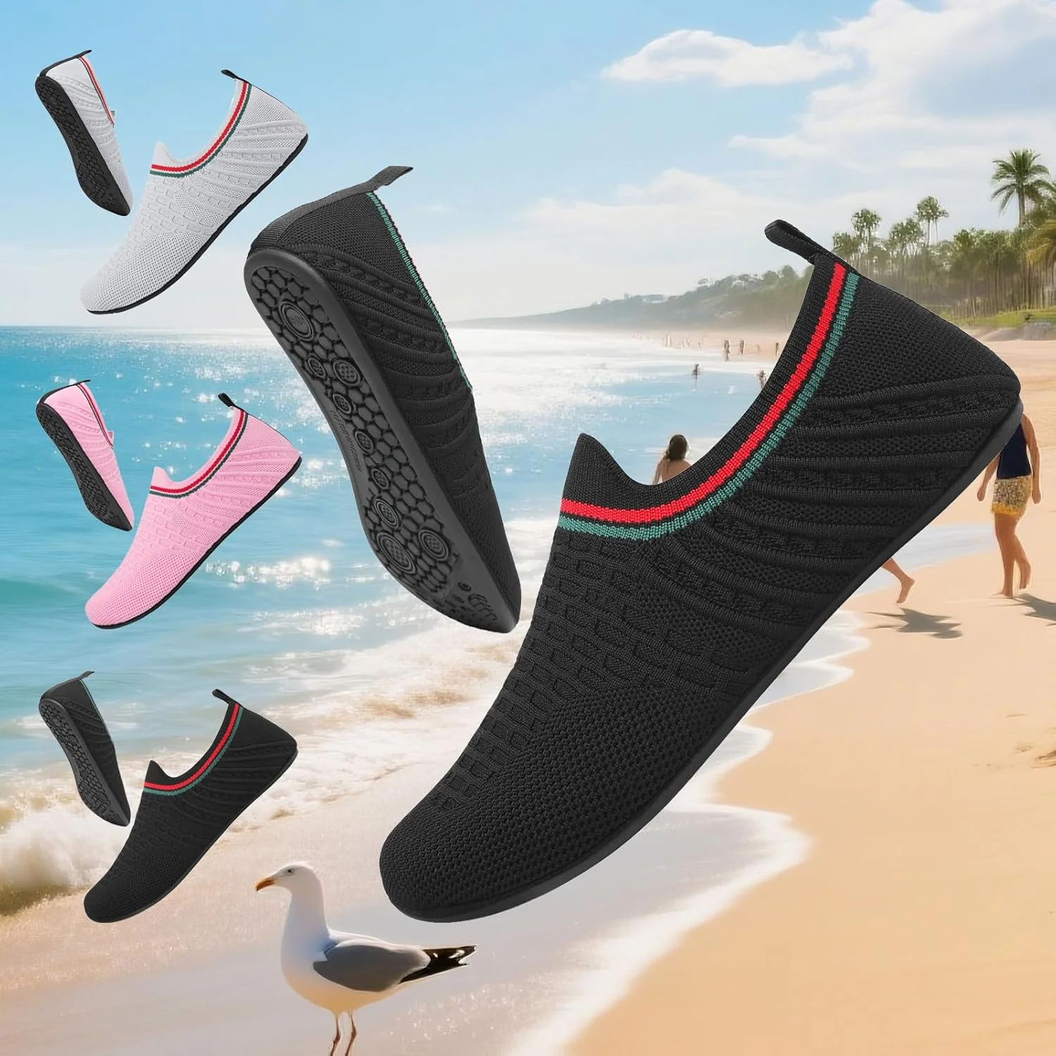 کفش آبی زنانه مردانه جوراب آبی سریع خشک شونده مناسب شنا ساحل یوگا ورزش استخر کمپینگ