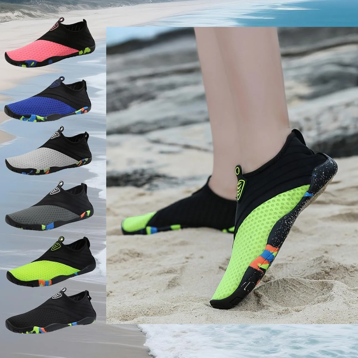 جوراب‌های آبی ورزشی و سریع خشک‌شونده مناسب شنا، ساحل، استخر، موج‌سواری و یوگا برای زنان و مردان