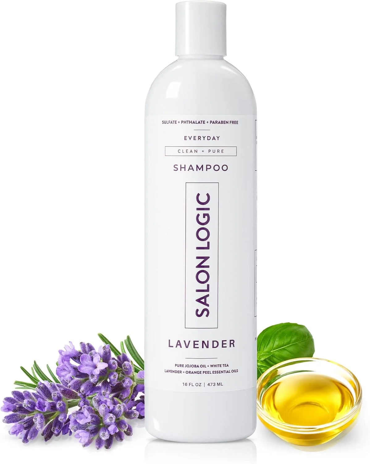 شامپو پاک کننده و خالص روزانه SalonLogic، اسطوخودوس - کیفیت سالنی، مناسب موهای کراتینه شده، محصول طبیعی مو، آبرسان، مرطوب کننده، درمان پاک کننده، ایمن برای موهای رنگ شده