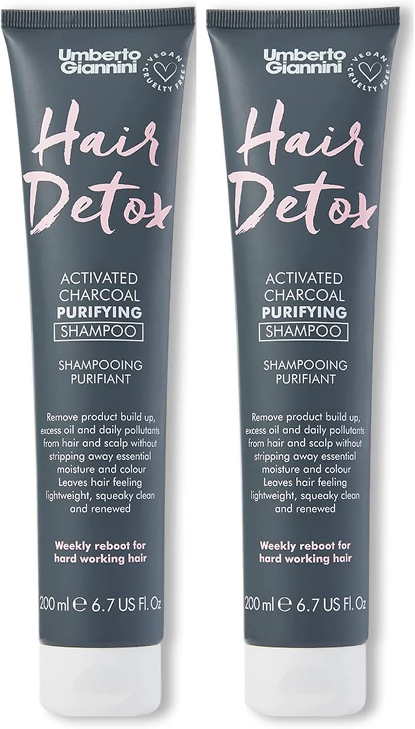 شامپو سم زدای مو حاوی زغال فعال Umberto Giannini - درمان هفتگی ضد آلودگی مو و پوست سر 200 میلی لیتر (2 عددی)