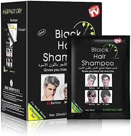 شامپو رنگ مو مشکی یولیتا 250 میلی لیتر، 10 عدد شامپو رنگ مو مشکی فوری برای مردان، زنان، رنگ مو مشکی، مواد طبیعی، شامپو مو مشکی برای پوشش موهای سفید