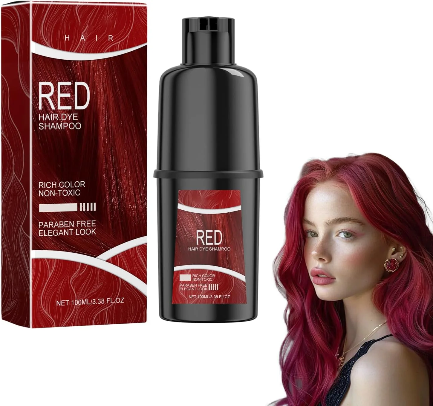 شامپو رنگ مو زینگ‌کی‌پی برای موهای سفید، آسان و سریع، شامپو رنگ موی طبیعی 3 در 1، شامپو رنگ مو برای آقایان و بانوان، شرابی، 100 میلی لیتر