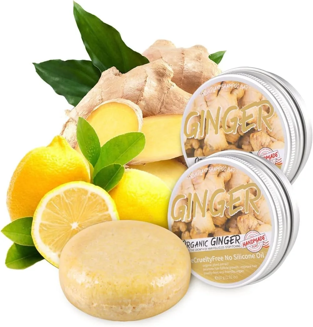 یارد هوبی 2 عدد شامپو زنجبیلی برای رشد مجدد مو، شامپو زنجبیلی ارگانیک طبیعی با روغن نارگیل، تقویت کننده رشد مو