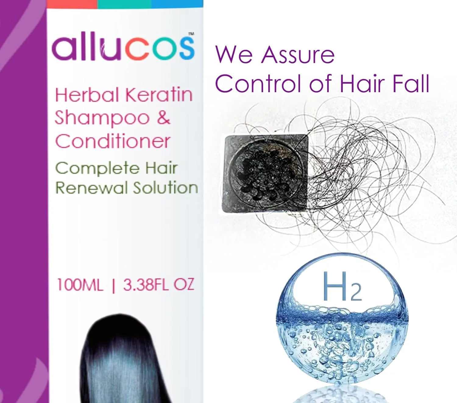 شامپو و نرم کننده کراتین آلوکوس | برای موهای صاف، ضعیف، آسیب دیده، خشک و وز | شامپو بدون سولفات و پارابن | برای انواع مو | 100 میلی لیتر (بسته 1 عددی)