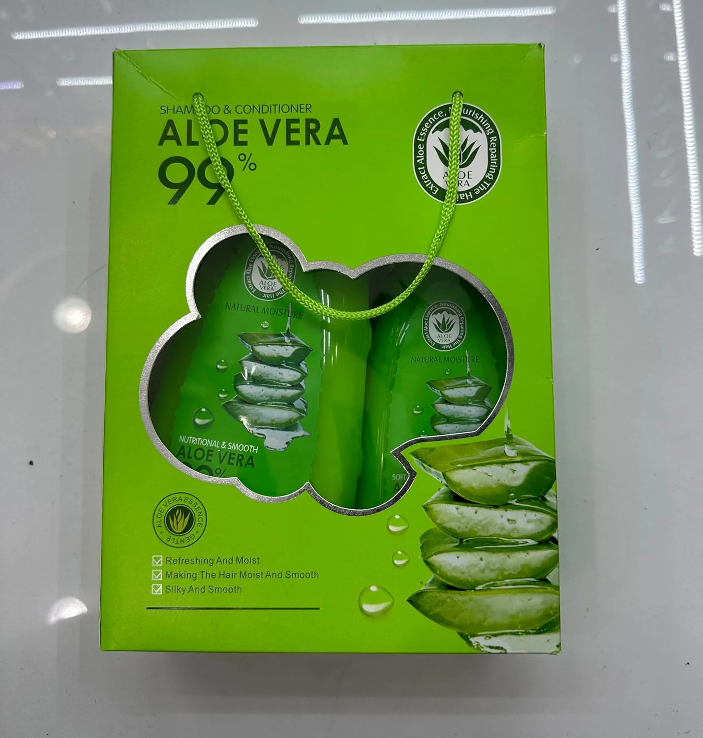 مجموعه مراقبت از مو حاوی آلوئه ورا 99% طبیعی – شامپو 800 میلی لیتر و نرم کننده 500 میلی لیتر | آبرسان، صاف کننده و مغذی برای موهای نرم و ابریشمی – مناسب برای انواع مو