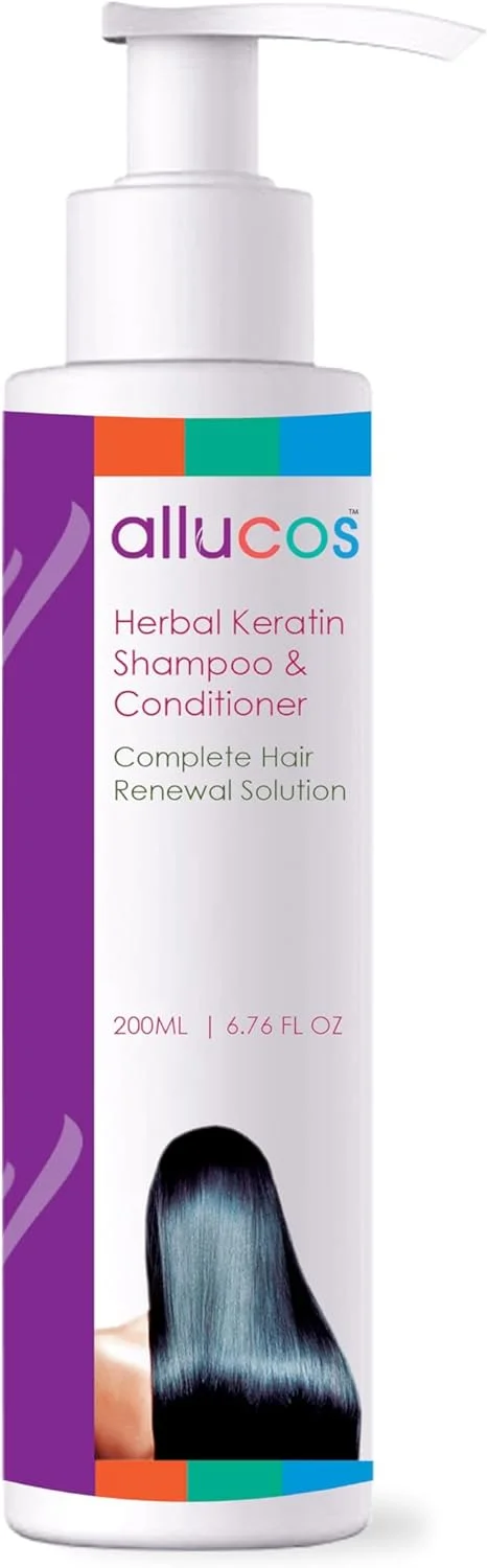شامپو و نرم کننده کراتین گیاهی آلوکوس | برای شوره سر، ریزش مو، نرمی، شکستگی و موهای آسیب دیده، خشک و وز | بدون سولفات و پارابن | مناسب برای انواع مو | 200 میلی لیتر (بسته 1 عددی)