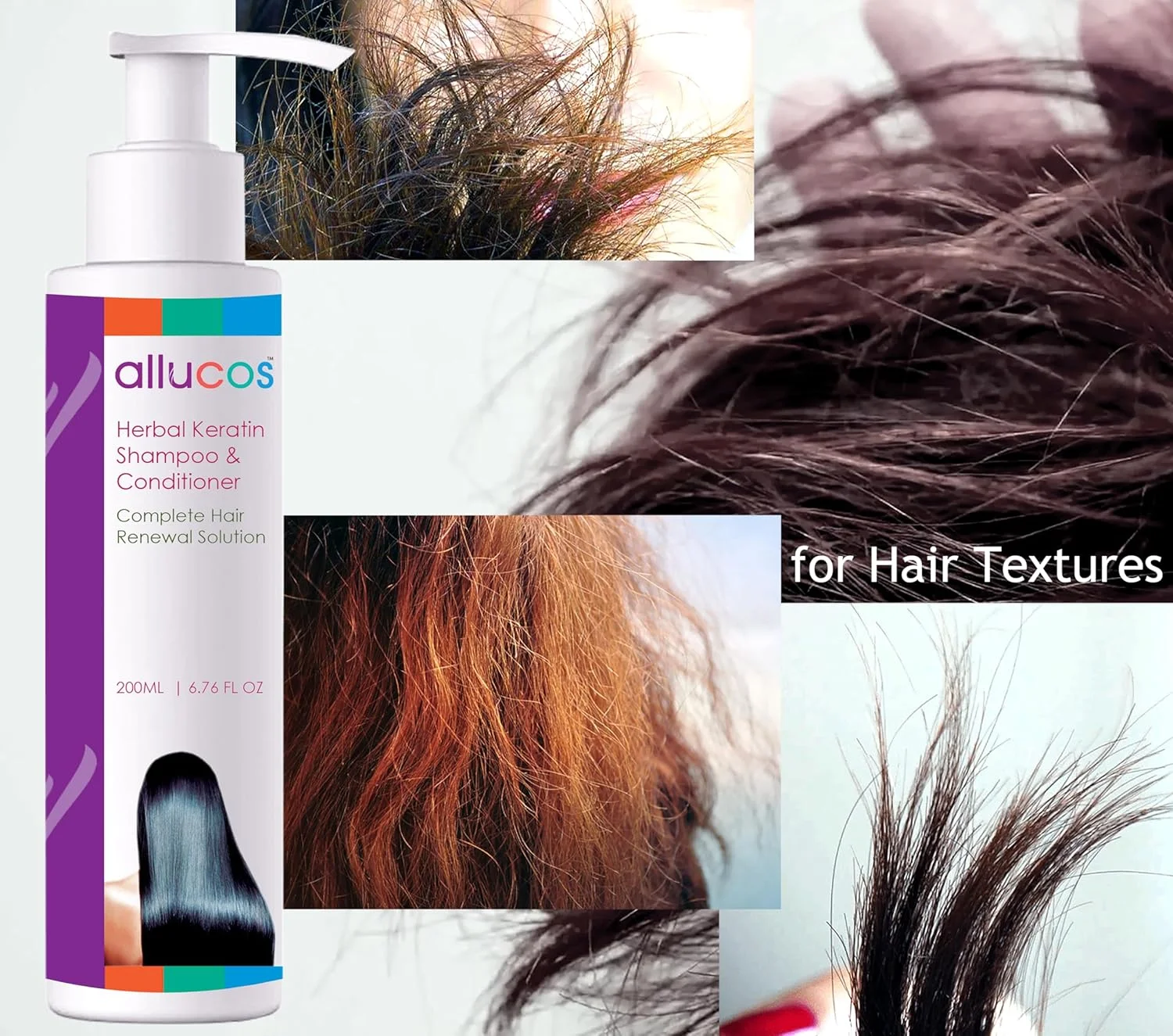 شامپو و نرم کننده کراتین گیاهی آلوکوس | برای شوره سر، ریزش مو، نرمی، شکستگی و موهای آسیب دیده، خشک و وز | بدون سولفات و پارابن | مناسب برای انواع مو | 200 میلی لیتر (بسته 1 عددی)