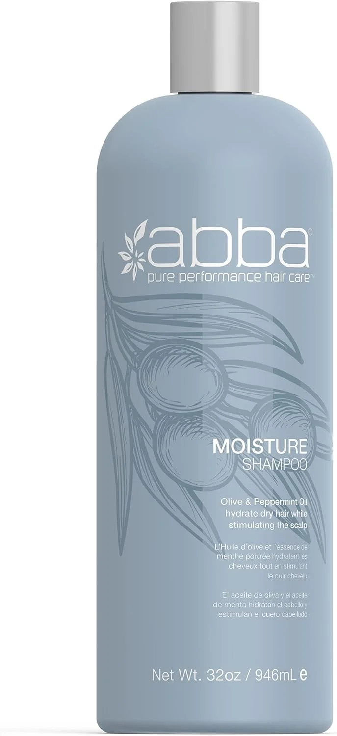 شامپو آبرسان خالص ABBA - روغن زیتون و نعناع فلفلی - آبرسان موهای خشک - فرمول محرک پوست سر - تقویت کننده موهای خشک و آسیب دیده - برای مو و پوست سر خشک و آسیب دیده - 946 میلی لیتر