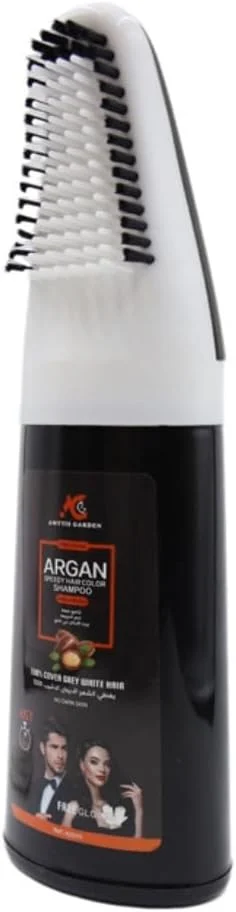 شامپو رنگ موی سریع آرگان آمیتس گاردن - پوشش 100% موهای سفید و خاکستری - رنگ های ماندگار 6 ماهه - مشکی طبیعی (420 میلی لیتر)