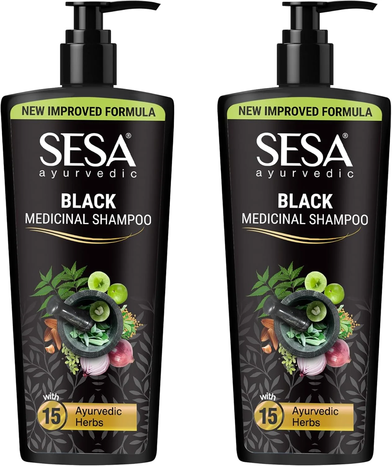 شامپو دارویی آیورودا Sesa کنترل ریزش مو شامپو ضد شوره سر غنی شده با 17 گیاه دارویی آیورودا موهای صاف و براق برای آقایان و بانوان (500 میلی لیتر (بسته 2 عددی))