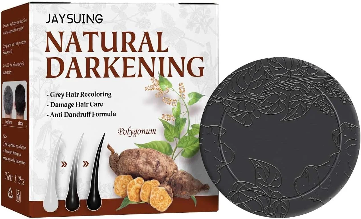 شامپو رنگ موی مشکی DIYIER به شکل صابون نرم کننده، صابون ارگانیک مشکی - و اسانس ترمیم کننده، صابون سم زدای پاک کننده موی مشکی، صابون مرطوب کننده و نرم کننده طبیعی موی مشکی